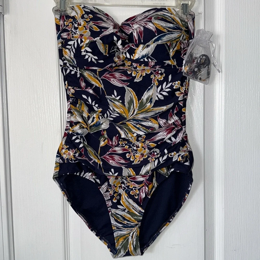 Anne Cole NWOT Floral One-Piece Swimsuit Removable Straps Size 6